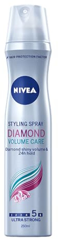 NIVEA Hair Spray 250ML Diamond Volume Strengthens Hair With Volume, Leaving No Traces, and Providing Ultra-strong Fixation Without Alcohol, Making It Easy to Comb (Pack of 2)