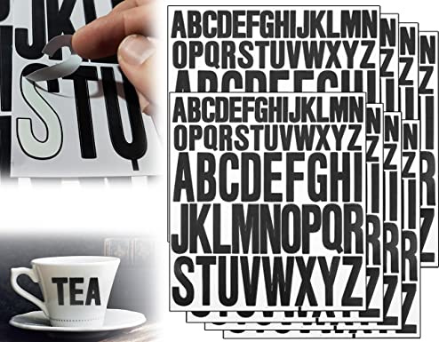 ZoeTekway 8 st svarta självhäftande bokstäver, 25/50 mm stora självhäftande bokstäver, självhäftande vinyl alfabetiska bokstäver, för scrapbooking, hantverk, postlådor