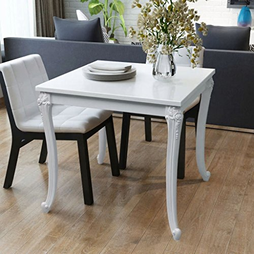 JUNZAI Table de Salle à Manger Meuble de Salle ã Manger Table Cuisine Table de Salle à Manger 80 x 80 x 76 cm Laquée Blanche