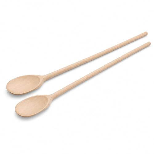 Teemando 2 X Holz-Kochlöffel 80 cm aus Buchenholz, extra lange stabile Rührlöffel mit ovalem Kopf, unbehandelt, für Großküche, große Kochtöpfe, Marmelade, Suppe & Bastelprojekte 2er Set