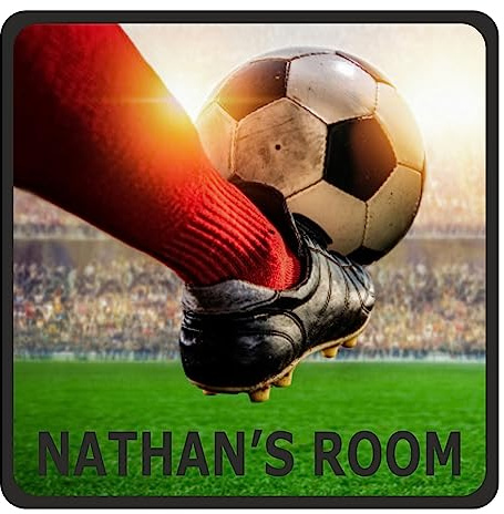 Football Boot And Ball Design Kids Bedroom Door Sign Personalised For You - Any Name! Door Plaque,Girls/Boys,Nursery,Decor,Kids Room,Football