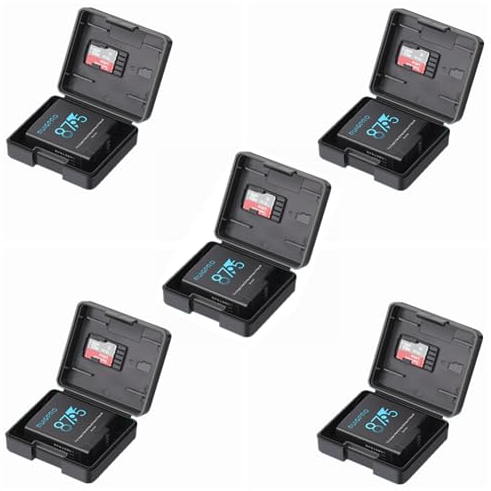 Pack of 5 Plastic Protective Storage Case Boxes Compatible with Battery of Gopro 8/7/6/5 Hero Cameras; Multifunctional Battery Case Organizer with Memory Card Slot