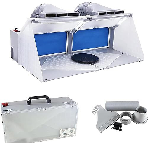 HLGKBY 2 Sets of Airbrush Spray Booth Kit, Portable Paint Spray Booths with Led Lighting Filter, Portable Spray Booth Hose Kit, Spray Booth Hose Kit for Model Hobby, Crafts, Nails, Cake, T-Shirt