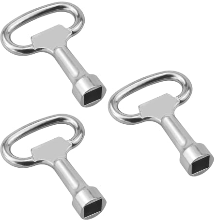 DGUSO vierkantschlüssel 3 Stück 8mm Wasserhahn-Schalt Edelstahl Schrankschlüssel Entlüftungsschlüssel Heizungsentlüftungsschlüssel für Gas Wasserzähler Kasten Silber