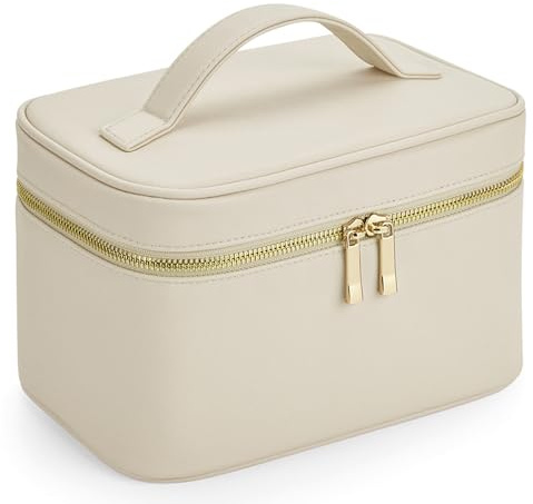 Boutique Beauty Case Neceser de cosméticos de piel sintética Saffiano de 23 x 15 x 14 cm con bolsillos interiores y asa de transporte, moderno