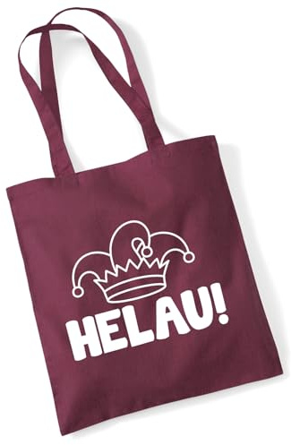 Huuraa Jutebeutel Helau Narrenkappe 10 Liter Burgundy Baumwolle Tasche Geschenkidee