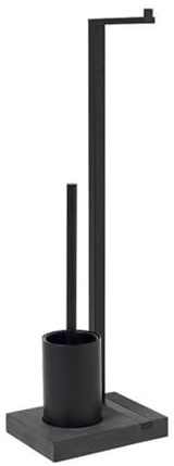 212 Main Menoto Black Titanium Coated Toilet Butler Paper Holder & Brush - Black