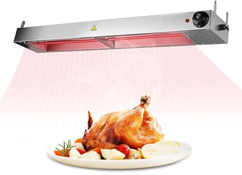 VFDZ Sospeso Lampada Riscaldante Cucina, Lampade Scaldavivande Ristorante, Lampada Riscaldante con Termostato per Alimenti, Materiale in Acciaio Inossidabile, 30-85℃ Regolabile(Color:1pcs,Size:60cm)