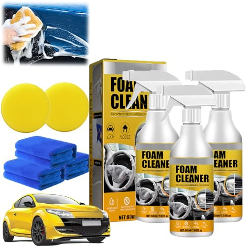 Limpiador de espuma multiusos, 60 ml, limpiador de espuma para interior de coche, limpiador de espuma multiusos, removedor de manchas de tapicería de asiento de automóvil (3 unidades)