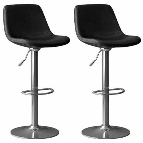 Leomix Set mit 2 um 360° drehbaren Barhockern in Thekenhöhe, höhenverstellbarer Barhocker aus PU-Leder, mit Fußstütze, moderner Thekenhocker für Küche, Restaurants,E,Silver Legs