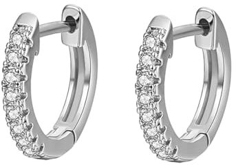 Creolen Kupfer, Creolen Silber mit Weißem Zirkonia Ohrringe Damen 14 x 2 mm