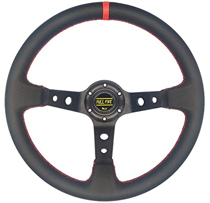 Sportlenkrad Universal 35. 0mm Wildleder Lenkrad Leder Lenkrad Drift Racing Typ Wildleder/Pvc. Stil Holzlenkrad(PVC-black red)