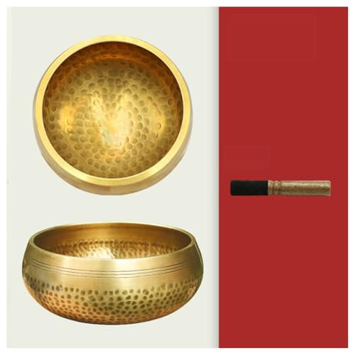 Rockreyoa Tibetische Klangschale Set 8cm Hand gehämmert Klangschalen Set Klangschalenkissen Klöppel für Yoga Meditation und Entspannung, Geschenke für Frauen und Männer Stil 4 8 cm