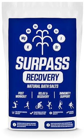 SURPASS - Sale da Bagno per il Recupero Muscolare per Gli Atleti - Bagno Rilassante in Salamoia - Bagno Antidolorifico - 100% Sale del Miocene, Senza Profumo, Ricco di Minerali - 1kg
