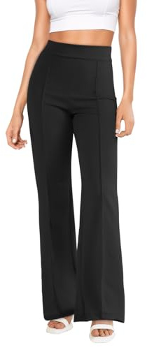 Zhiaek Pantalones Acampanados Mujer Cintura Alta Pantalon Vestir Mujer Cintura Elastica Opaco Control de Barriga Pantalones de Yoga Bootcut Elásticos Negro M