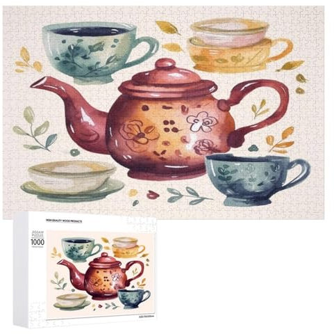 Teacups Colorful Tea Time Jigsaw Puzzle for Adults and Kids Challenging Puzzle Game Nights Jigsaw Puzzle Unique Gifts 1000 Piece Funny Puzzles