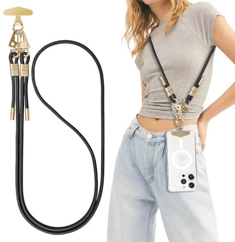 UnnFiko Handykette Universal zum Umhängen,Handyband Abnehmbar für Hülle,Verstellbar kette mit 2 Karabine für alle Smartphones