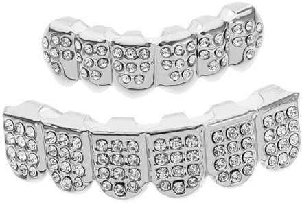 MOBUTOFU Grills Für Zähne Metall Zahnschmuck Für Obere Und Untere Zähne Dekorativer Mundgrill Für Hip-Hop Cosplay Partys Und Bühnenauftritte Leicht Und Kompakt