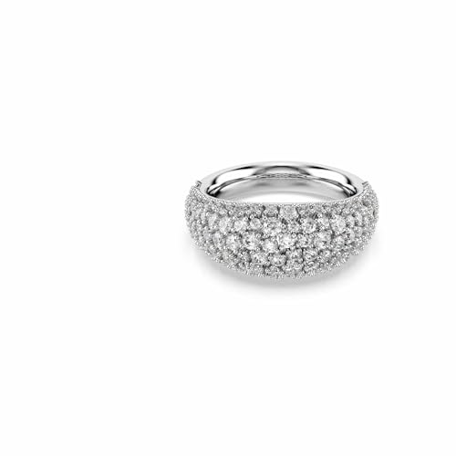Swarovski Sublima Ring, Rhodinierter, Weißer Ring mit Gewölbtem Design und Klaren Zirkonia in Chatonnage-Fassung, Größe: 60