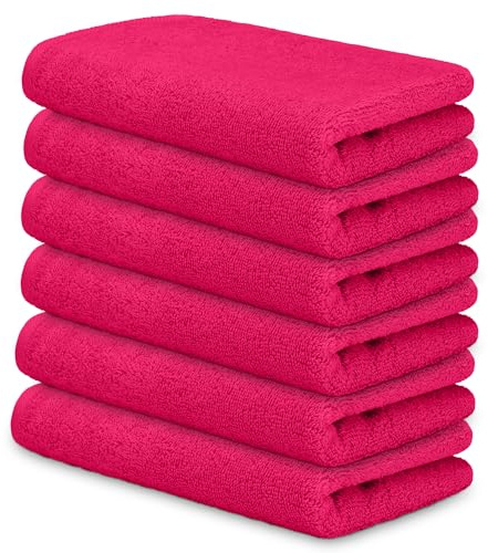 DECASATEXTIL – Lot de 6 Serviettes Bidet 30x50 cm en 100% Coton – Serviettes Visage et Bain Douces et Absorbantes – Couleur Fuchsia