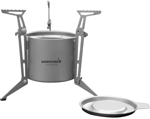 Dawn Deer Système de réchaud de randonnée en titane avec tasse/réchaud à alcool portable/fourchette pliable 750 ml