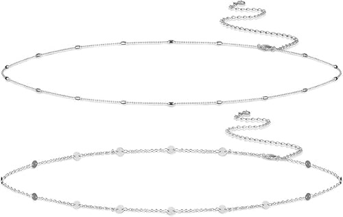 Tressora Belly Chain, catena per il corpo da donna, placcata in argento 14 carati, con monete e perle, cintura regolabile per bikini, spiaggia e gioielli quotidiani