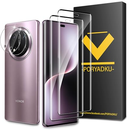 Protector de Pantalla para Honor Magic 7 Lite 5G, Película de Vidrio Templado 2 Piezas+ Protector de Lente de Cámara 2 Piezas, Antihuellas, 9H Dureza, HD Clara, Sin Burbujas, Anti-Scratch