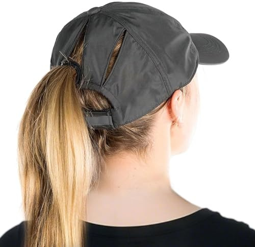 TOP-EX Übergroße Baseballkappe für Damen, Größe L, XL, XXL, hoher Pferdeschwanz, unordentlicher Dutt, verstaubar, unstrukturiert, UV 50, Baseballkappe, Laufmütze