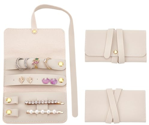CRAFTMELODY 2 rouleau de Rangement pour Bijoux de Voyage en Similicuir Étui de Rangement pour Bijoux en Blé Potable