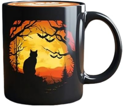 Svart kattmugg – 9,5 x 8,1 cm söt mugg, halloween svarta koppar | Ceramic Halloween Cute Novelty Cup | Black Cat Birch Ceramic | Cup Festive Mugs For Work Juice Friends Vuxen Milk Beer Kids Män