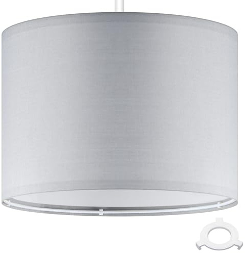 Weewooday 10 Inch 1 Set Fabric Lampshade for Ceiling Lights, Table Lamps and Floor Lamps, with E27 to E14 Adapter Ring, Modern Linen Lamp Shades for Living Room, Bedroom, Home Decoration (Light Grey)