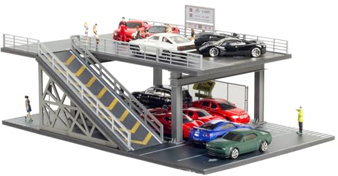 1/64 Scale 2 Layers Cars Display Case for Model Car Display and Storage, Garage Compatible with Hot Wheels and Matchbox Dioramas Parking Lot 12 Parking Spaces (Type F)