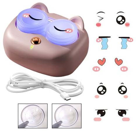 Pulitore per lenti a contatto - 7 x 5,7 x 3,4 cm Pulitore portatile per lenti a contatto, custodia a contatto ad ultrasuoni, detergente ricaricabile USB, lavatrice a contatto a 3 modalità per viaggi