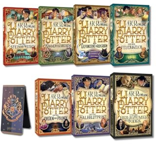 Harry Potter – Die komplette Saga (Bände 1–7) als exklusive Taschenbuch-Jubiläumsausgabe zum 20-jährigen Bestehen inkl. Hogwarts-Wappen-Magnetlesezeichen