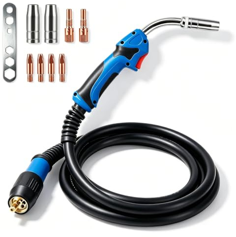 VeftBltrem Kit de Torche de Soudage MIG/MAG, Kit de Torche de Soudage MIG/MAG MB25 KD, 4m, Raccord Euro, Jeu de 8 pièces d’Usure Inclus – pour Poste à souder CO₂/Argon, idéal Atelier & Chantier