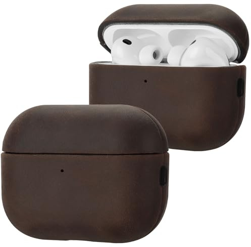 Anlinser Hülle für AirPods Pro 3, Kaffee | Echtlederhülle Unterstützt Kabelloses Laden, Stoßfeste Schutzhülle Case Kompatibel mit Apple AirPods Pro 3