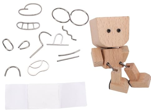 Brrnoo Trä Wobble Man Figurine, Fun Shaking Ben Skrivbordsdekor med 12 Utbytbara, bokträ Gunga Docka för Bilens Instrumentbräda, Kontorshylla, Födelsedagspresent