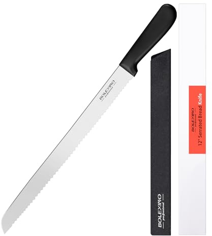 12 Inch Serrated Bread Knife for Homemade Bread, Stainless Steel Wide Wavy Edge Knife, Multi-Purpose Kitchen Knife, Efficient Cake Slicer, Ultra Sharp Baker's Knife for Cutting Crusty Breads, Cake