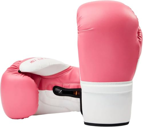 Max Strength Boxing Gloves | Set in 12oz 10oz 8oz for Pro Sparring Kickboxing MMA Muay Thai | Extra Padded Protection for Men Women & Kids with Ventilated Palm (Pink/White 10oz)