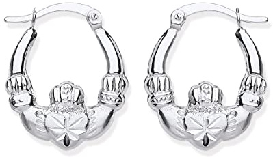 Sterling Silver CLADDAGH Creole Hoop Earrings -