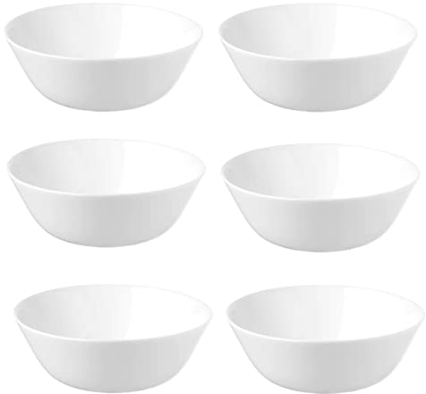 I-K-E-A Set of 6 OFTAST Tempered Glass Bowl Serving Dinner Bowl Dessert Salad Pasta Bowls Set 15 cm + Free TSA Shoe Bag, White