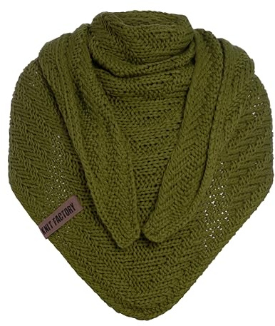 Knit Factory - Sally Trekantssjal - Moss Green - 220x85 cm