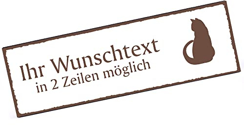 Türschild Katze Silhouette Namensschild personalisiert mit Gravur- 150mm x 50mm - selbstklebend