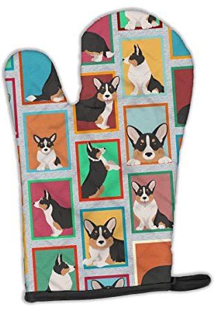 Caroline's Treasures MLM1112OVMT Lots of Tricolor Cardigan Corgi Oven Mitt Heat Resistant Thick Oven Mitt for Hot Pans and Oven, Kitchen Mitt Protect Hands, Cooking Baking Glove