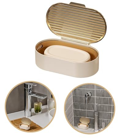 Sbomi Portasapone doppio strato con coperchio, Scatola per sapone, Porta Saponetta Bagno, contenitore portasapone, porta sapone solido perfetto per casa, bagno, viaggi, campeggio (Ambra)