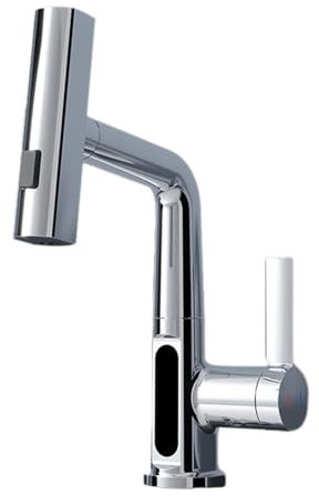 ADERN Wasserhahn mit Sprüher, Spring Sink Faucet | Verstellbarer vertikaler und horizontaler Wasserhahn,Einhebelmischer für heißes und kaltes Wasser für Badezimmerwaschbecken, Badewannen, öffentliche