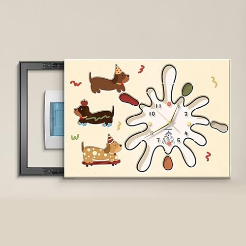 cache tableau electrique decoratif Couvercle De Boîte De Compteur Électrique Avec Horloge, Tableau Mural Suspendu Pour Interrupteur De Sécurité/décoration Artistique, Boîte À Fusibles De Panneau Élect