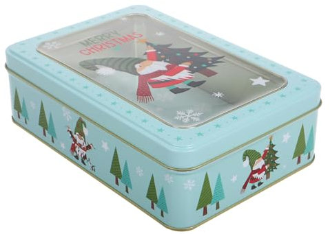 BESTOYARD Christmas Biscuit Tin Metal Container Large Cookie Jar for Snack Storage Festive Present Giving for Holiday Treats and Party Supplies