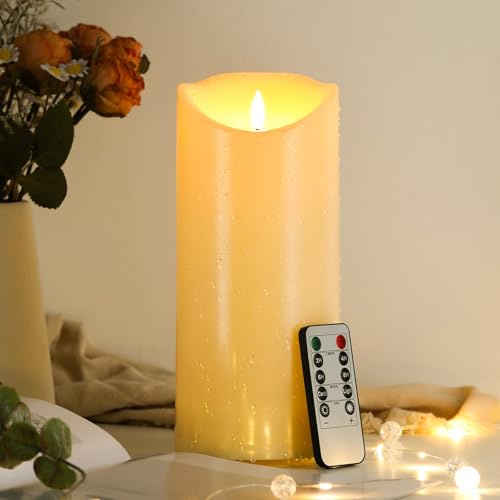 EXTSUD 23,5 cm × 10 cm LED-ljus med fjärrkontroll stänksäker LED ljus med timer flimrande låga elektriska ljus batteri utomhus blockljus (hållbara 500 timmar, 1 styck)