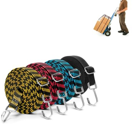 Spanngummi mit Haken, Expander mit Haken(100cm) 4 Set für Outdoor,Garten und Camping, Transport und Fixierung,Motorrad,Fahrrad, Maximal auf 20 cm ausziehbar